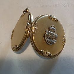 Antique United States Navy Sweetheart Love Locket Necklace