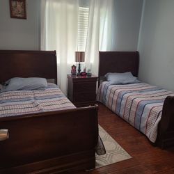 Two Twin Beds, Night Stand And  Dresser