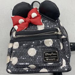 Disney Parks Loungefly Minnie Mouse Polka Dot Sequin Mini Backpack