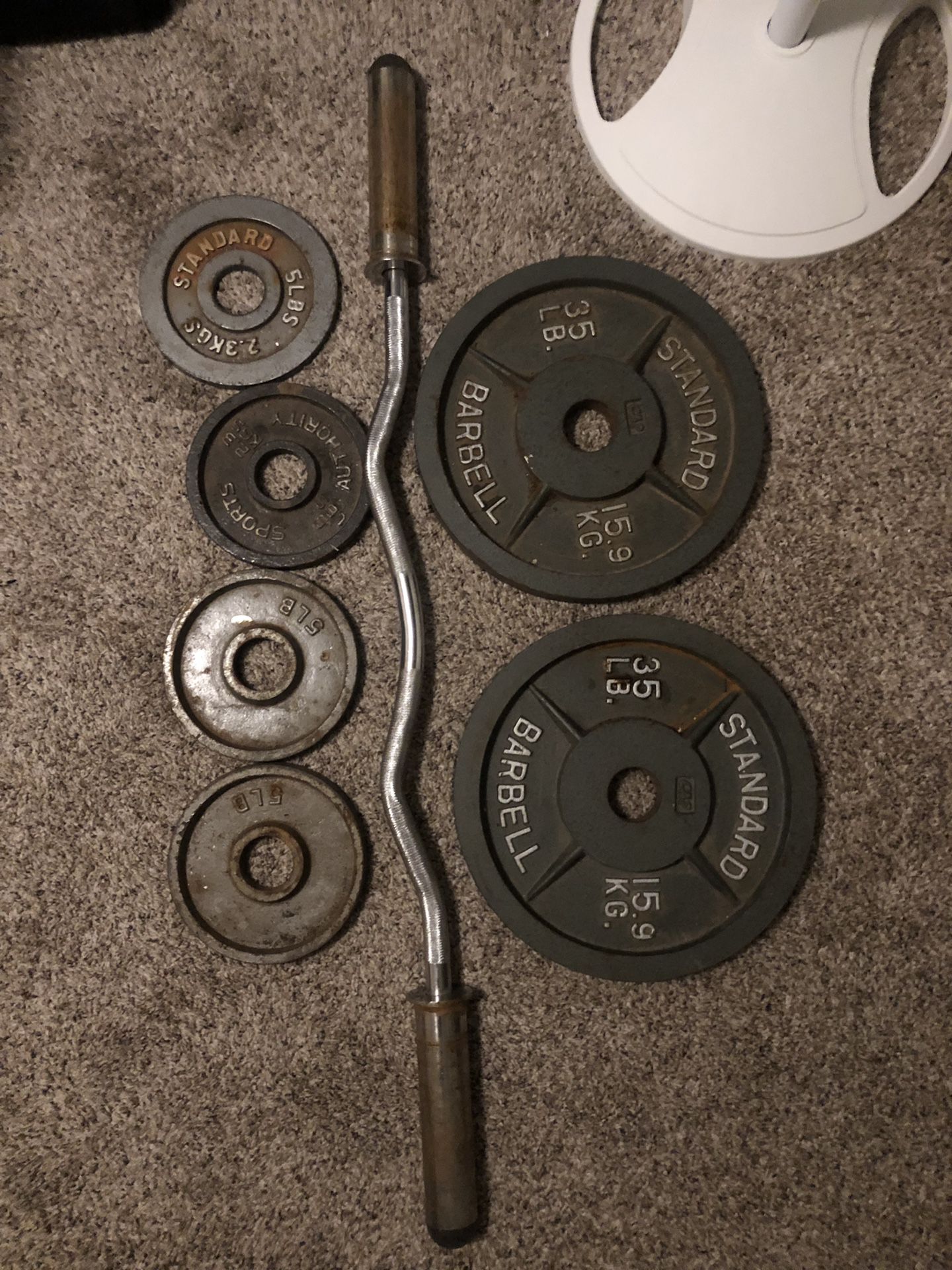 Weights and curl bar