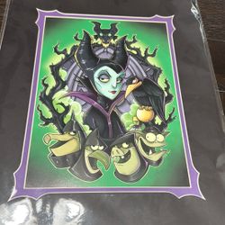  Disney Parks WonderGround Chris Uminga Mistress Maleficent 14“ X 18“