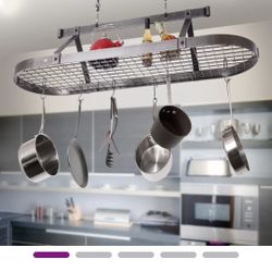 Premier USA Handcrafted Gourmet 3 ft Classic Oval Hanging Pot Rack