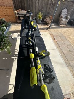 Ryobi 40v pole saw and string and hedge trimmer tools with batter and charger