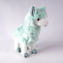 Fao Schwarz Teal Sparklers Llama Plush 14" Doll Toy Stuffed Animal Horse Plushie