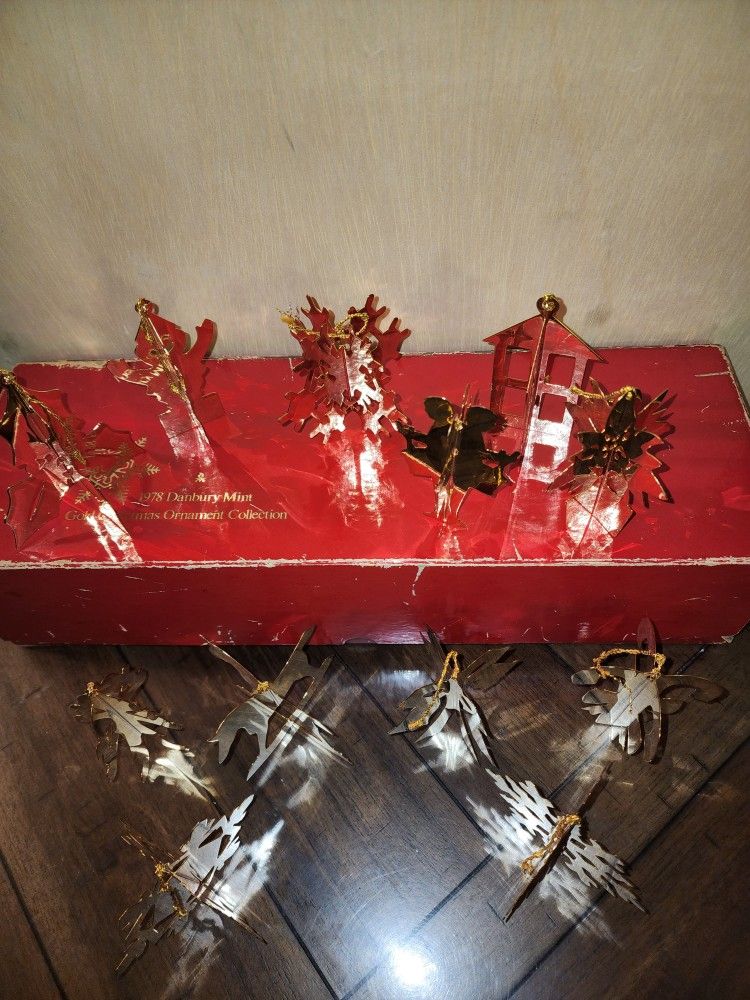 1978 Danbury Mint Gold Christmas Ornaments