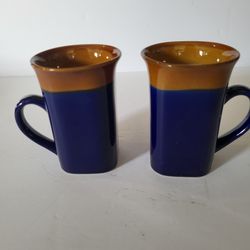 Royal Norfolk Coffee Cup Blue/Brown Mug  2pc Set
