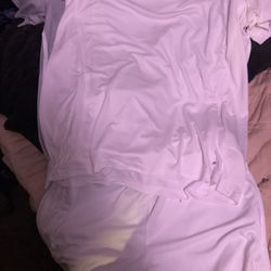 All White Adidas Top And Bottom L Bottom Xl Top