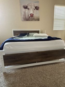 Queen Size Bed Frame + Memory Foam Mattress - $140 Set (or $80 each)
