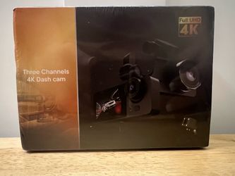 BRAND NEW IN BOX Three Channel 4K Dash Cam 8MP HD Rotating Camera Video Audio 2.0" 170 degree wide angle Display The Three Channel 4K Rotating Dash Ca