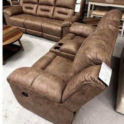 🍄 Stoneland Reclining Sofa and loveseat | Sectional-Gray | Sofa | Loveseat | Couch | Sofa | Sleeper| Living Room Furniture| Garden Furniture | Patio 