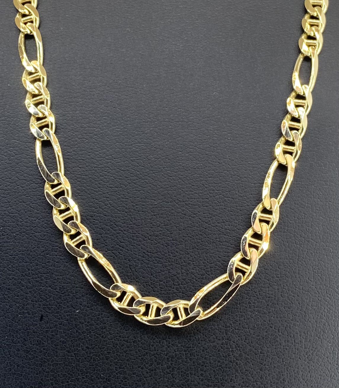 10k Gold Necklace 20” Solid Figaro Mariner