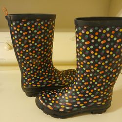 Girls Cat & Jack Polka Dot Rain Boots Size 4