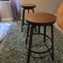 Steel And Wood Adjustable Bar Stools
