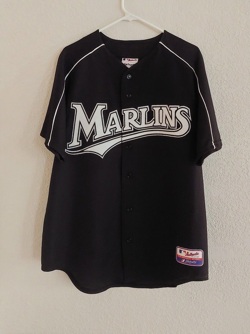 Vintage Florida Marlins Josh Beckett Majestic Black Jersey Men's L