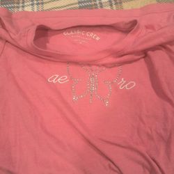 Aeropostale Pink Short Rhinestone Butterfly Shirt