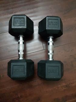 20 LB DUMBELLS, HulkFit Rubber Coated Hex Dumbbells, Anti-Roll Hand Weights Set of 2, Non-Slip Ergonomic Handle Low Odor for Home Gym