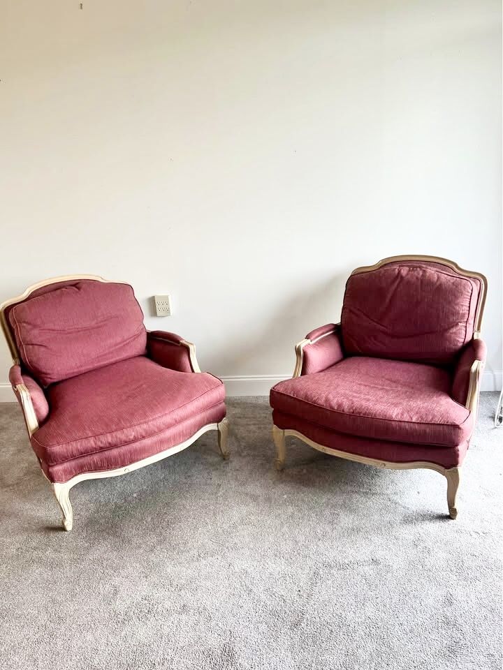 Two Wood Bergere Living Room Chairs - Will Deliver