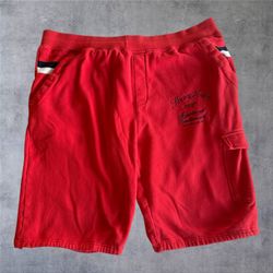 Sean John Men's Red Fleece Cargo Shorts 3XL Baggy Hip Hop Y2K Streetwear 1969 