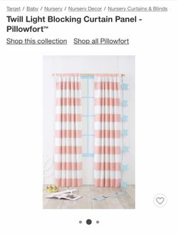 Pink/White striped curtain panels