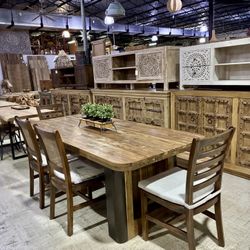 Teak Wood & Iron Dining Table