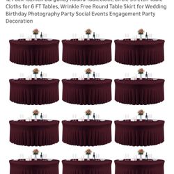 132 Inch Round Burgundy Tablecloth (12 Count)