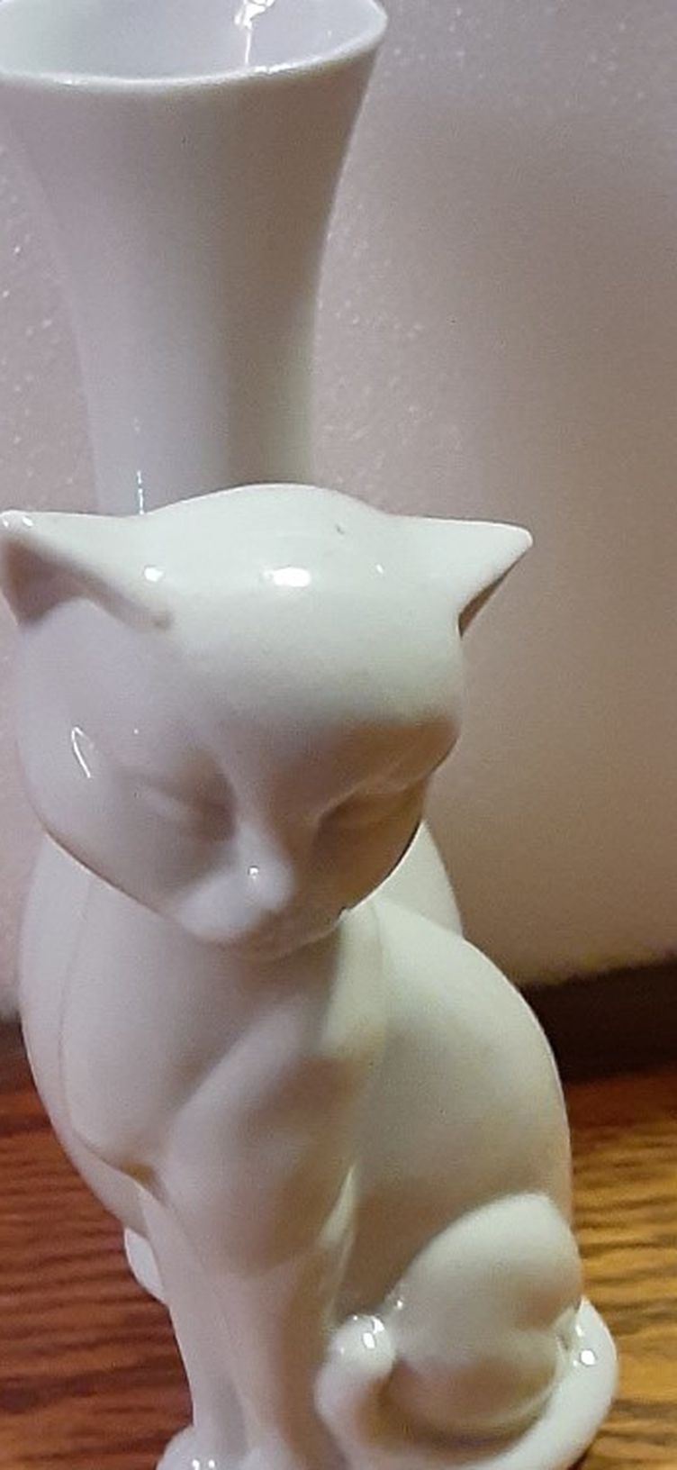 Porcelain Cat With Attatched Vase