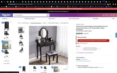 Vanity table with mirror