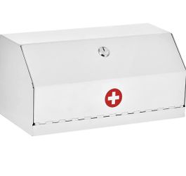 AdirMed Locking Medicine Box, First Aid Steel Lock Box for Medication, Small Wall Mounted Medicine Lock Box with Key, 6"D x 12.25"W x 5.9"H

