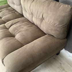 Ktaxon 80" Sectional Sofa Cloud Deep Seat Couch Suede Fabric Sleeper Loveseat for Living Room, Apartment, and Small Space Brown Less Than A Year Old 