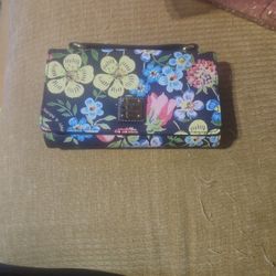 DOONEY & BOURKE FLORAL PRINT CROSSBODY CLUTCH/WALLET