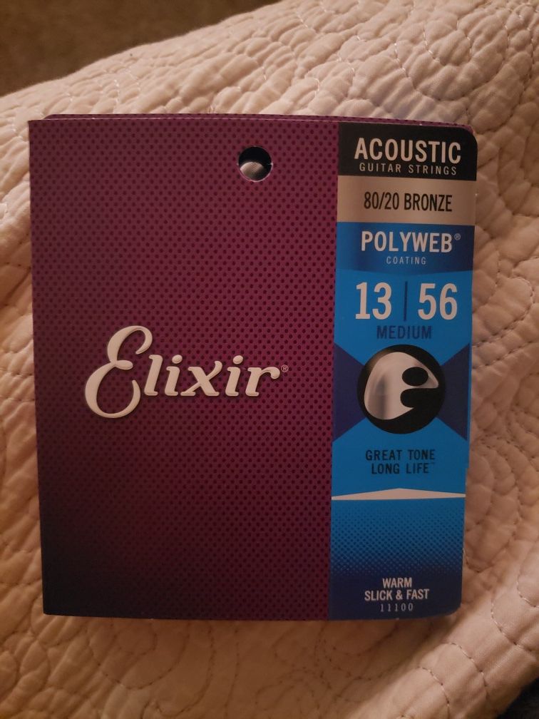 Elixir Strings 80/20 Bronze Acoustic Guitar Strings w POLYWEB Coating, Medium (.013-.056)