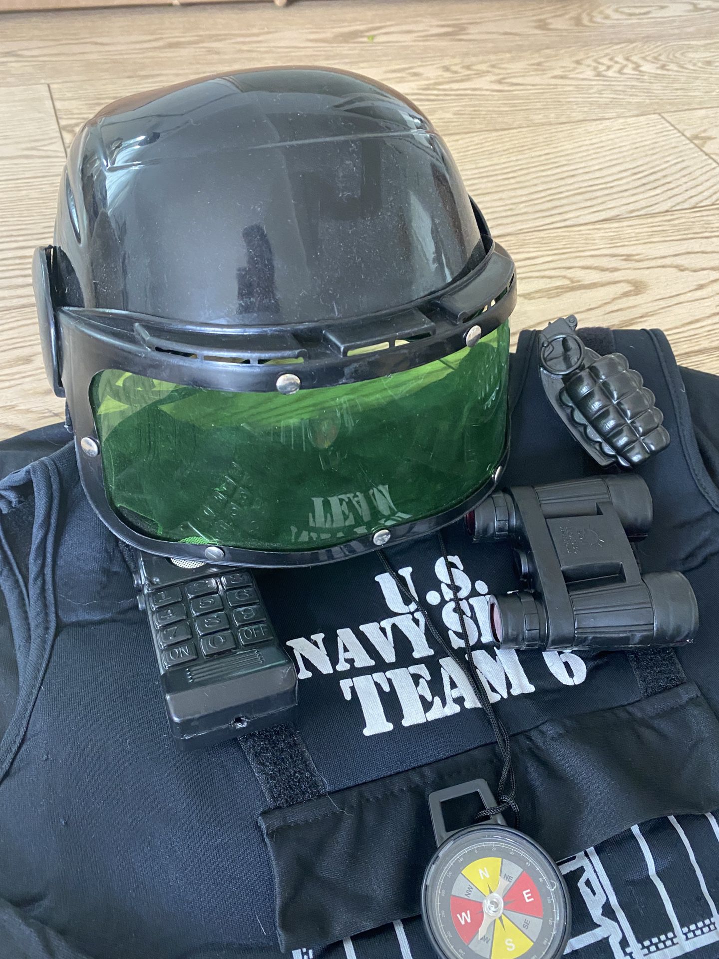 Halloween Swat Vest With Velcro Accessories And Helmet