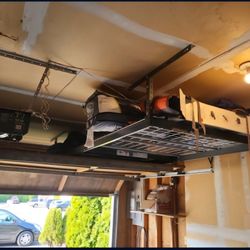 Ceiling mounted garage shelves