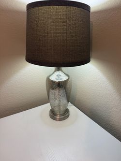 Mercury Glass Table Lamp with Grey Shade