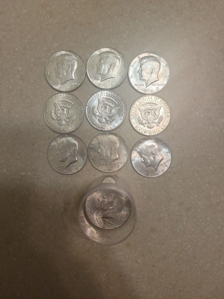 1967 40% Silver Kennedy Half Dollars.  Uncirculated 