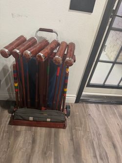 Croquet Set with Rolling Wood Cart