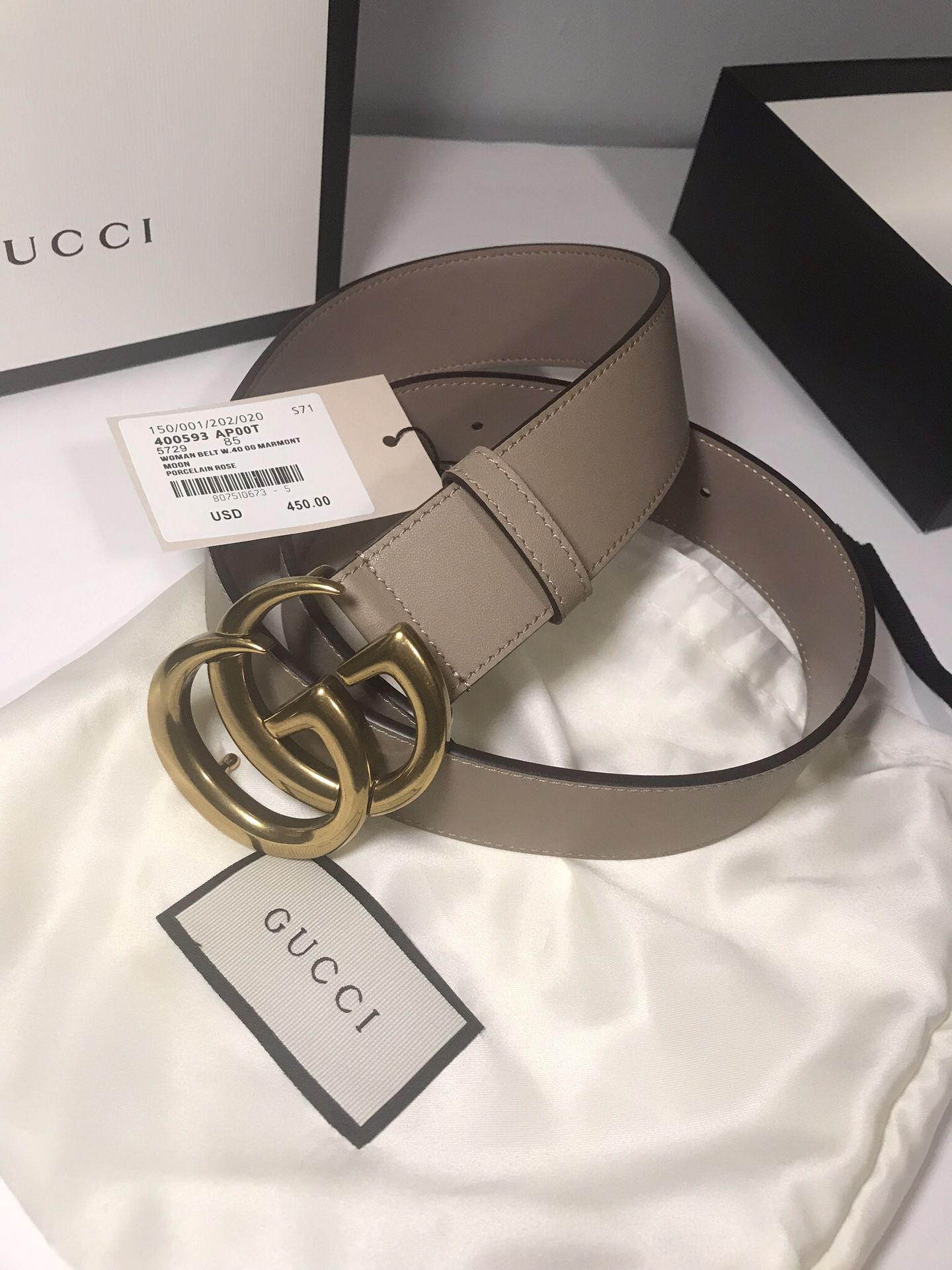 Gucci Dusty Pink & Red Guccisima Belt Package!
