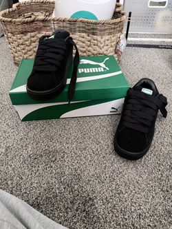 Puma Black Suede Low-Top Sneakers with Box