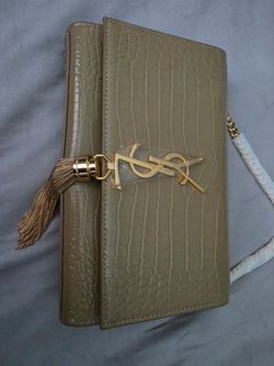 YSL Croc-Embossed Leather Crossbody Bag