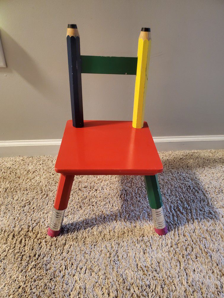 Colorful pencil Wooden Childrens Chair- Need Gone asap
