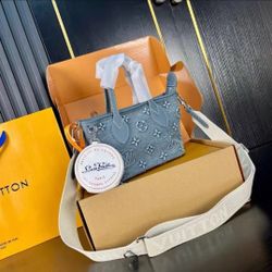 Brand New In Box LV Neverfull BB Denim Tote Bag