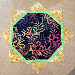 Handmade Batik Quilted Table Topper – 26” Star Design