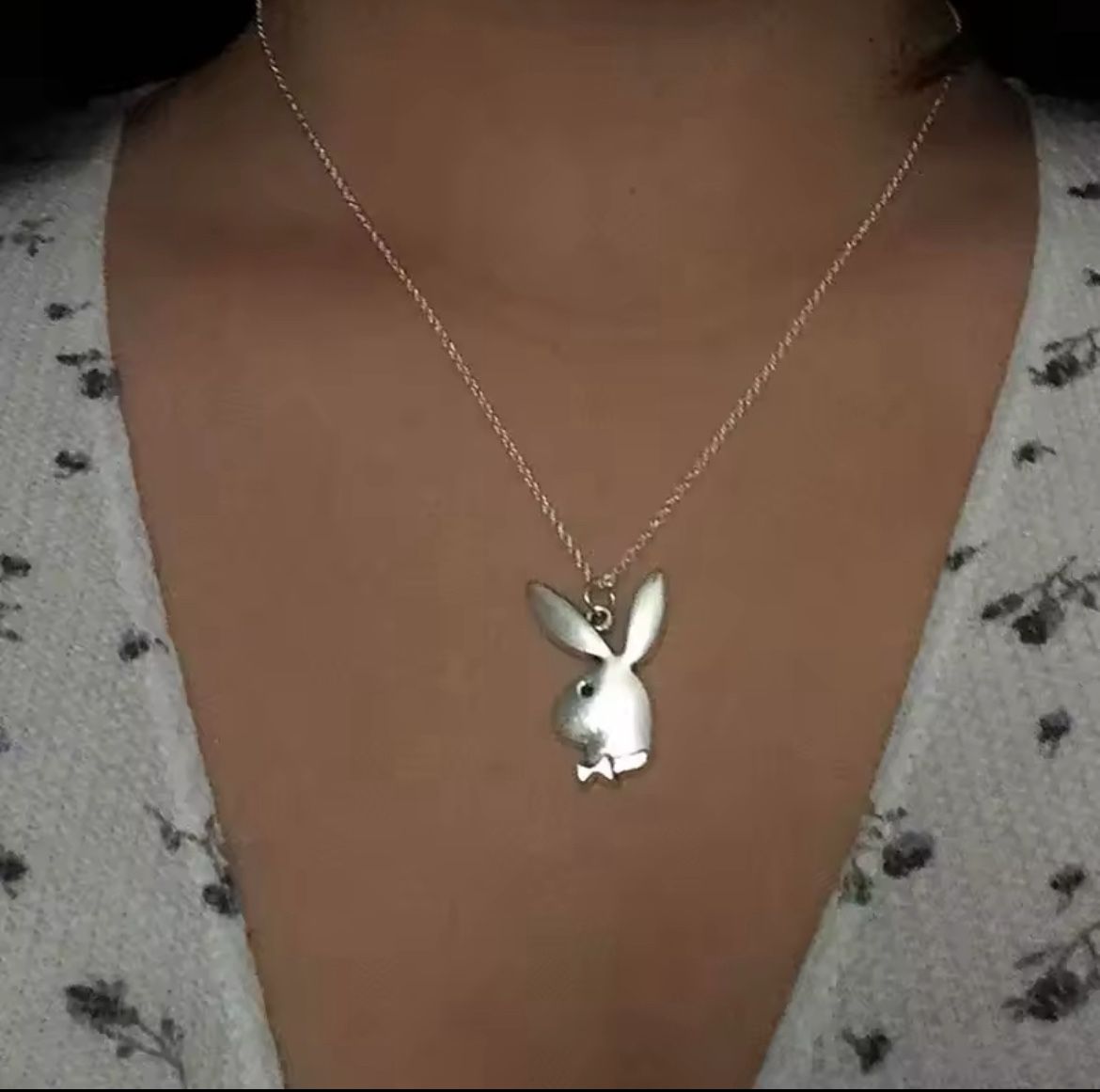Necklace With Playboy Bunny Charm/ Hot New Fashion Jewelry 2025
