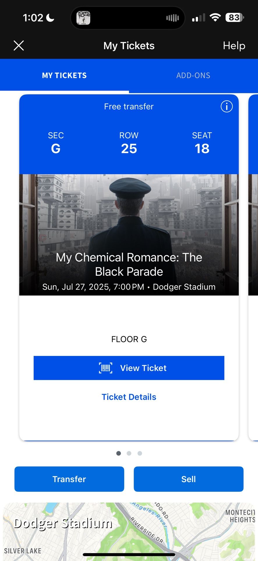 My Chemical Romance Tour Ticket