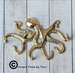 CLEARANCE! New! 5.5" Brass Octopus Key Hook Coastal Nautical | PU in Winter Springs