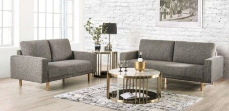 Brand New Grey Modern Style Sofa & Loveseat