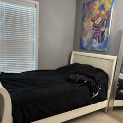 Sleigh Bed Frame β Elegant White Finish (Full Size)