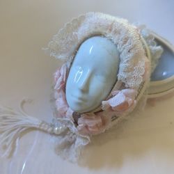 Tinker Box Girl's Face Bone China Lidded 4"