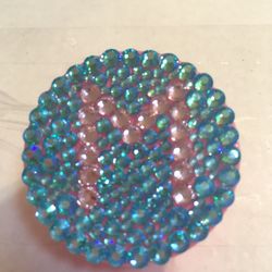 Custom M rhinestone phone grip