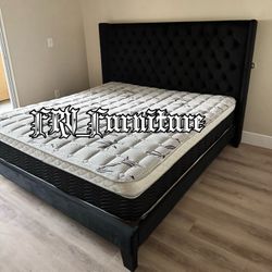 New King Bed Frame With Mattress 
